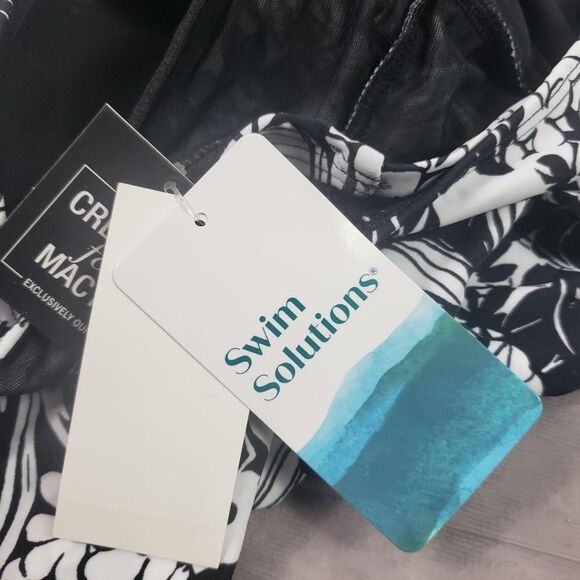 Swim Solutions Swimdress Womens 18W Black White Floral One Piece Tummy Control - Picture 12 of 16